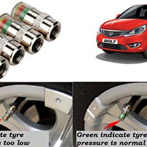 Selifaur - Car Tyre Pressure Monitor Valve Stem Caps Sensor Indicator (Silver) 4 Pcs Tyre Air Alert for - Bolt